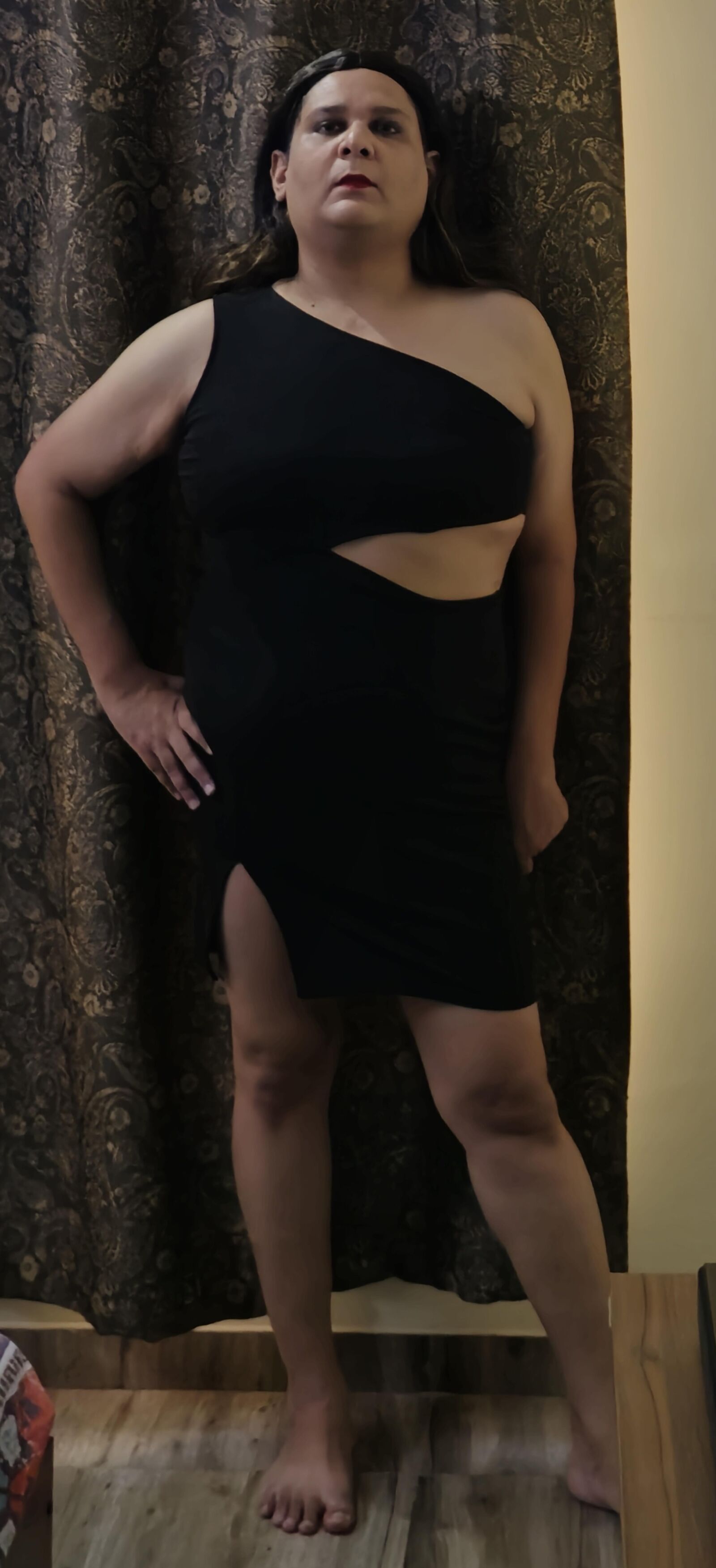 brunette shemale monica m in black dress s