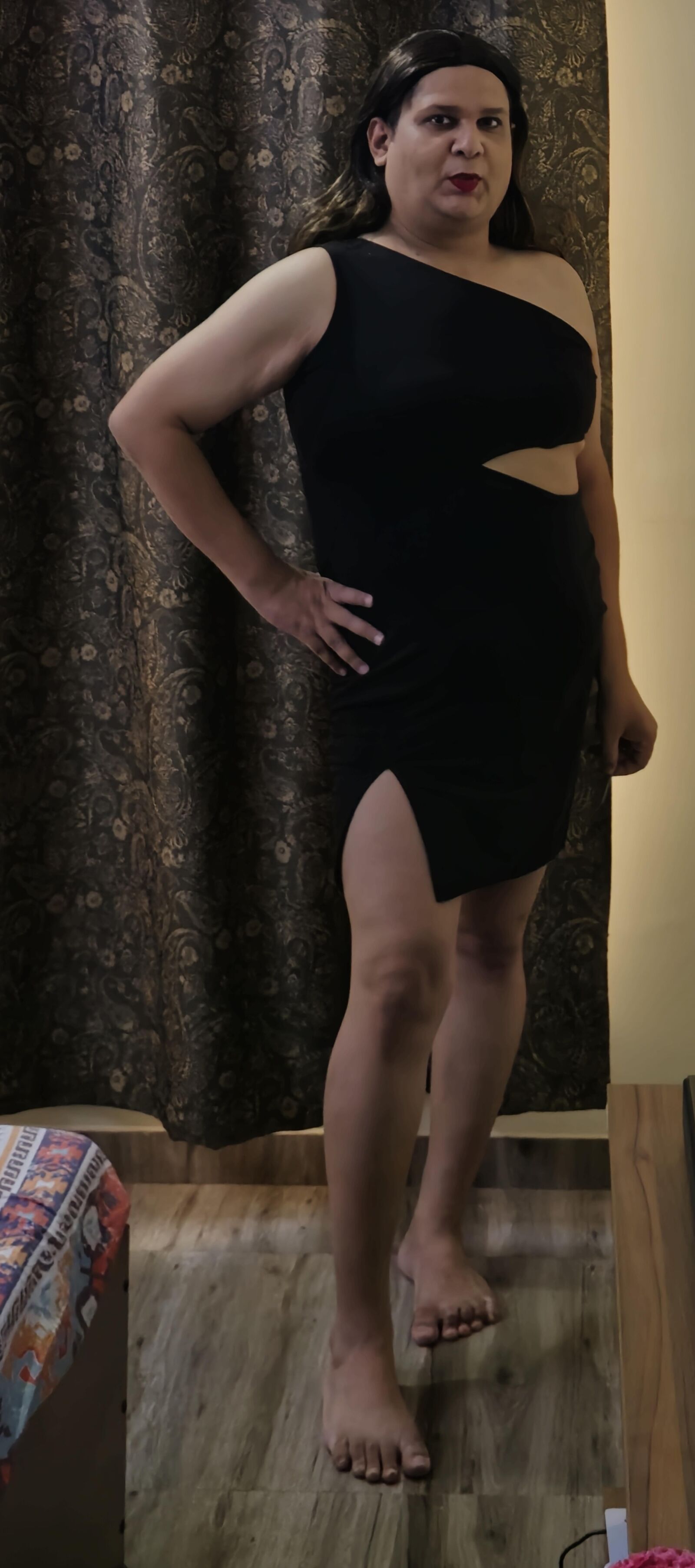 brunette shemale monica m in black dress s