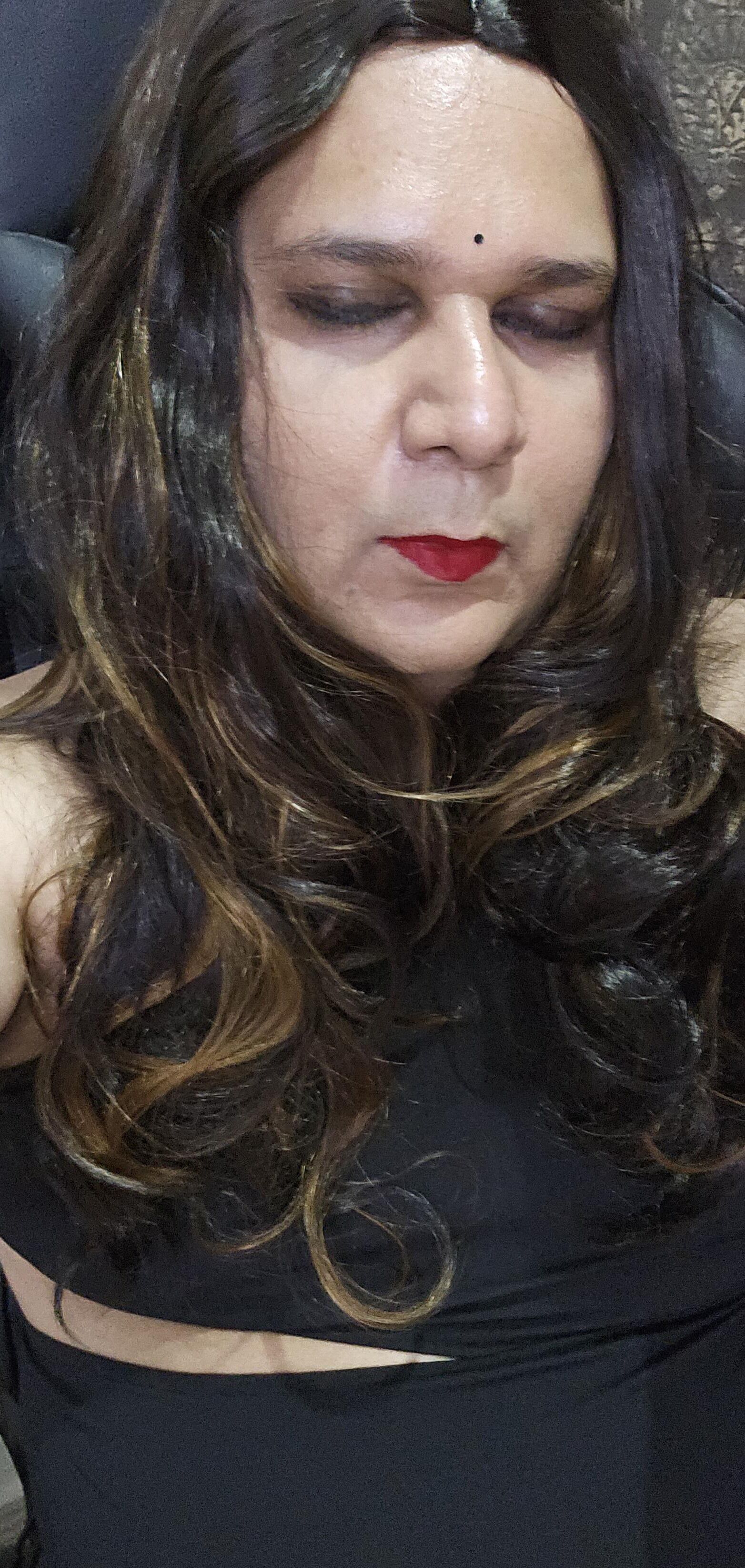 brunette shemale monica m in black dress s