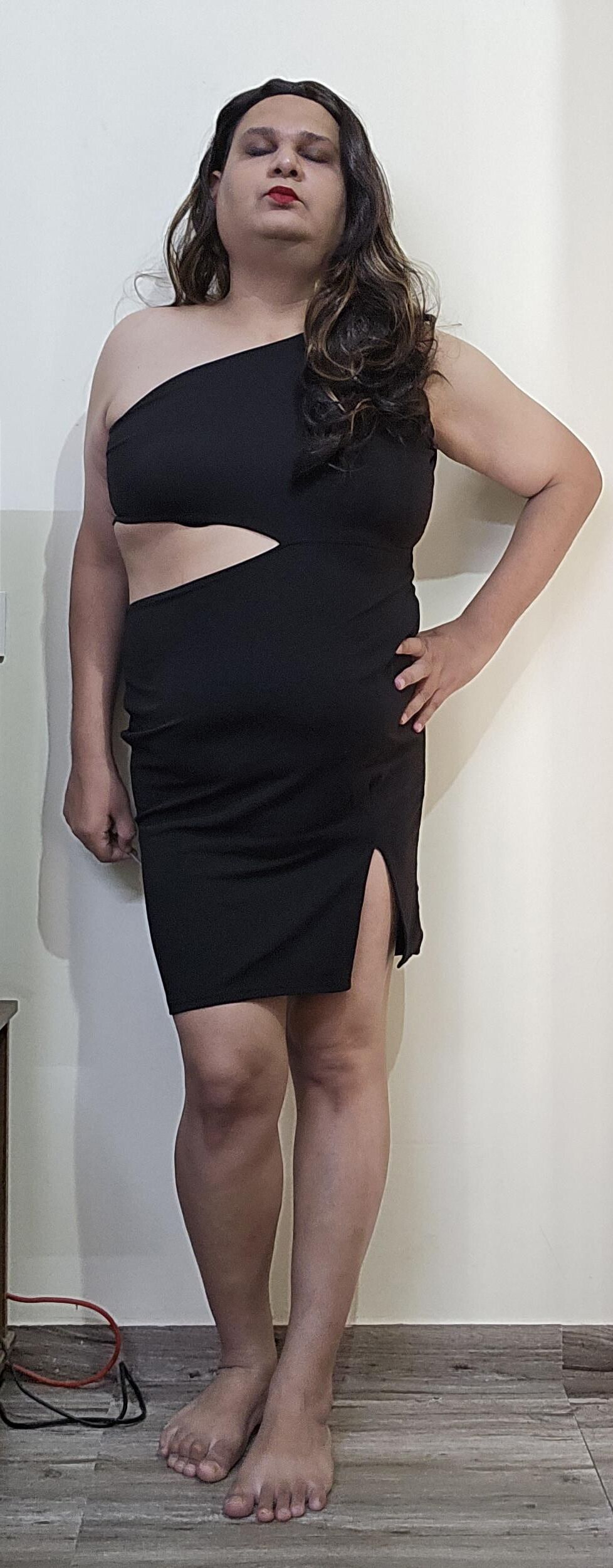 brunette shemale monica m in black dress s