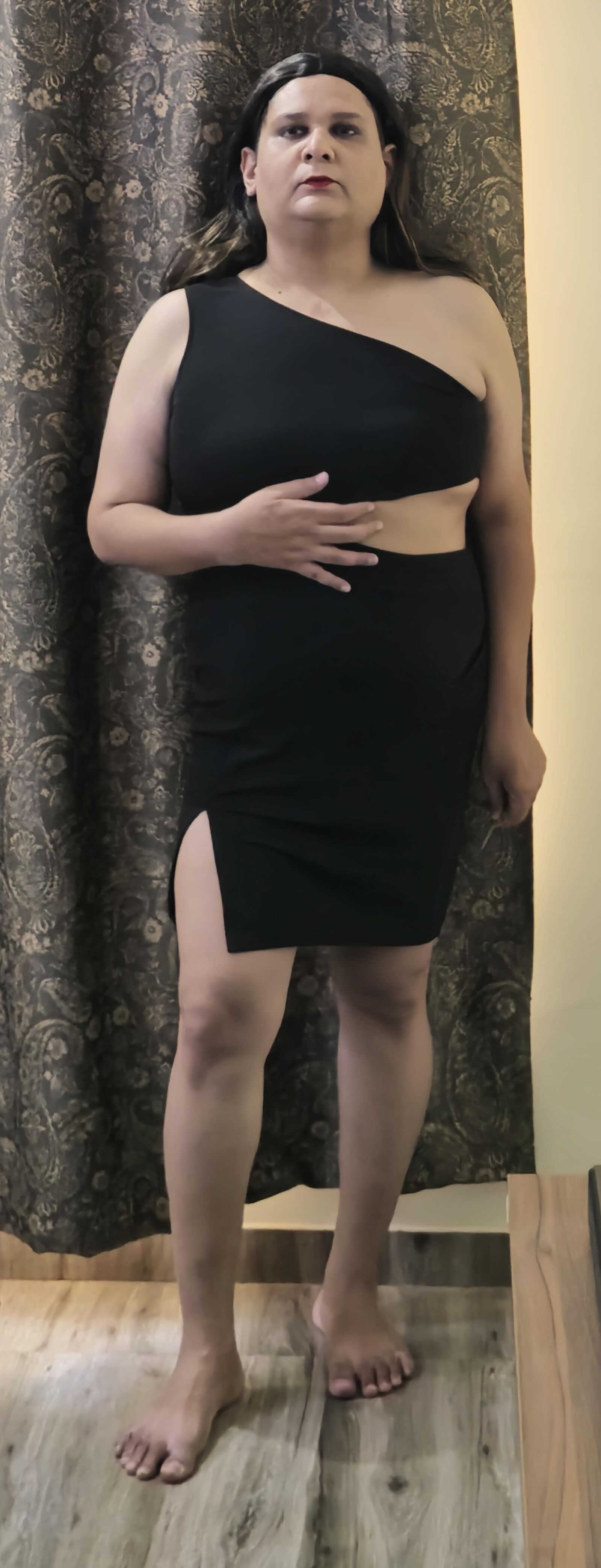 brunette shemale monica m in black dress s