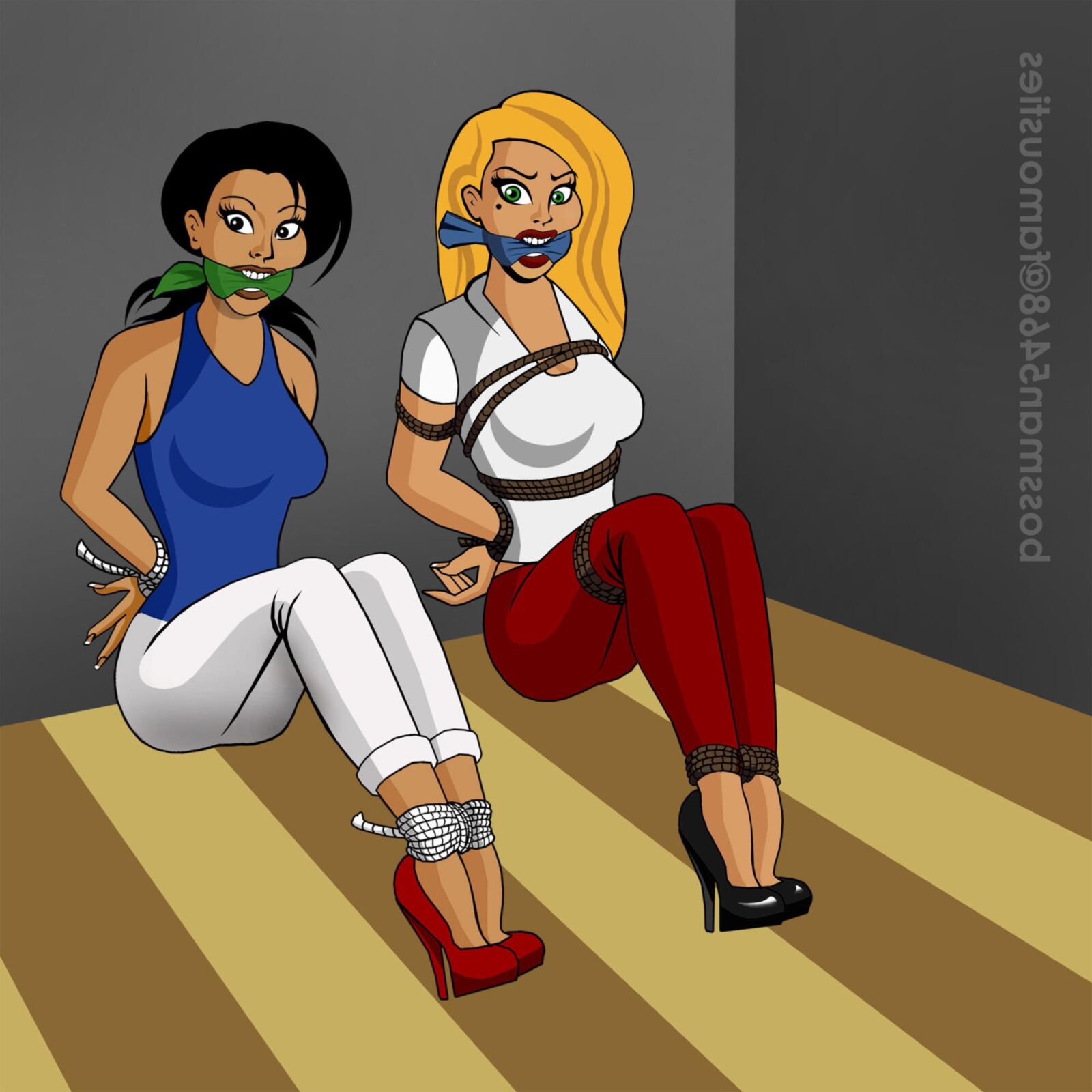 Bondage Cartoon & D women in BDSM troubles 
