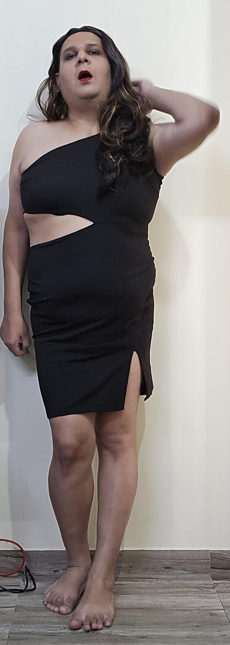 brunette shemale monica m in black dress s