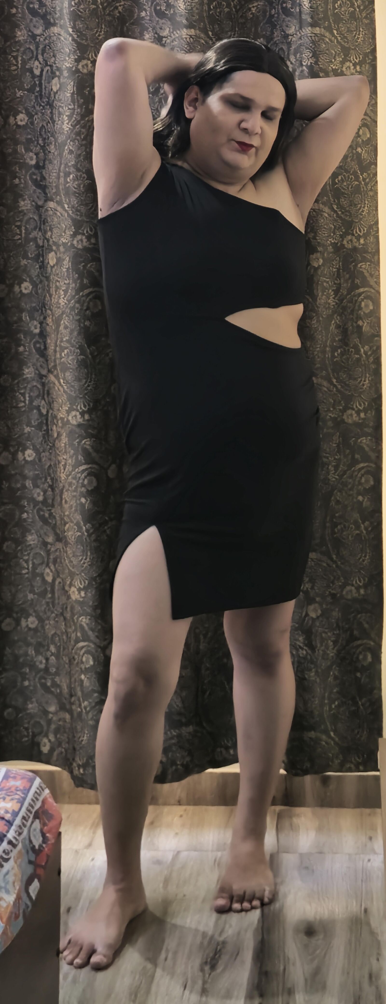 brunette shemale monica m in black dress s