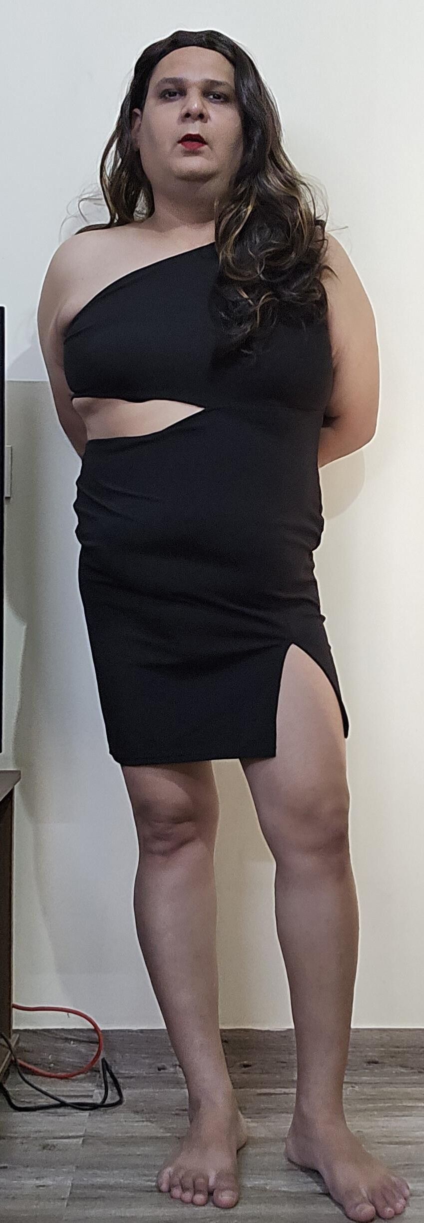 brunette shemale monica m in black dress s