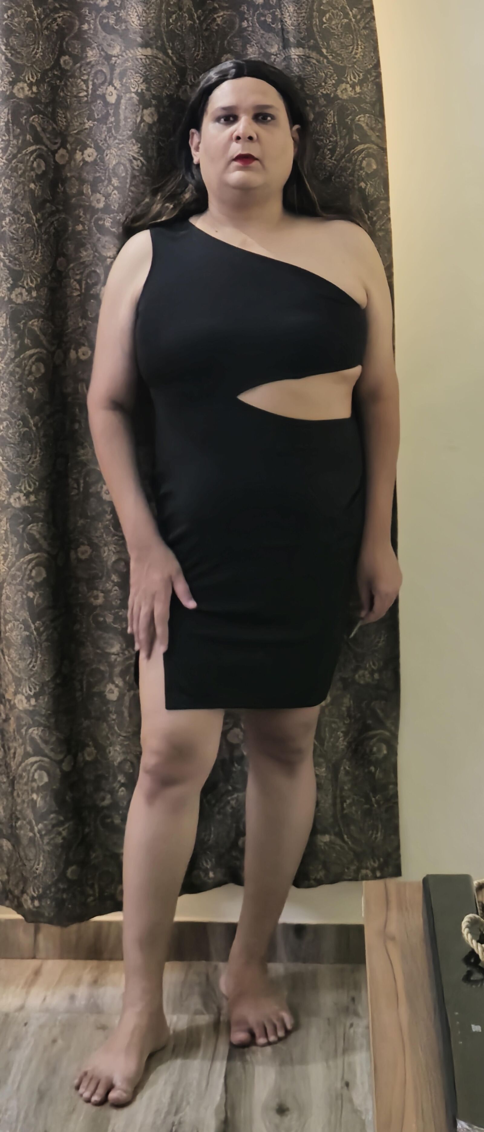 brunette shemale monica m in black dress s