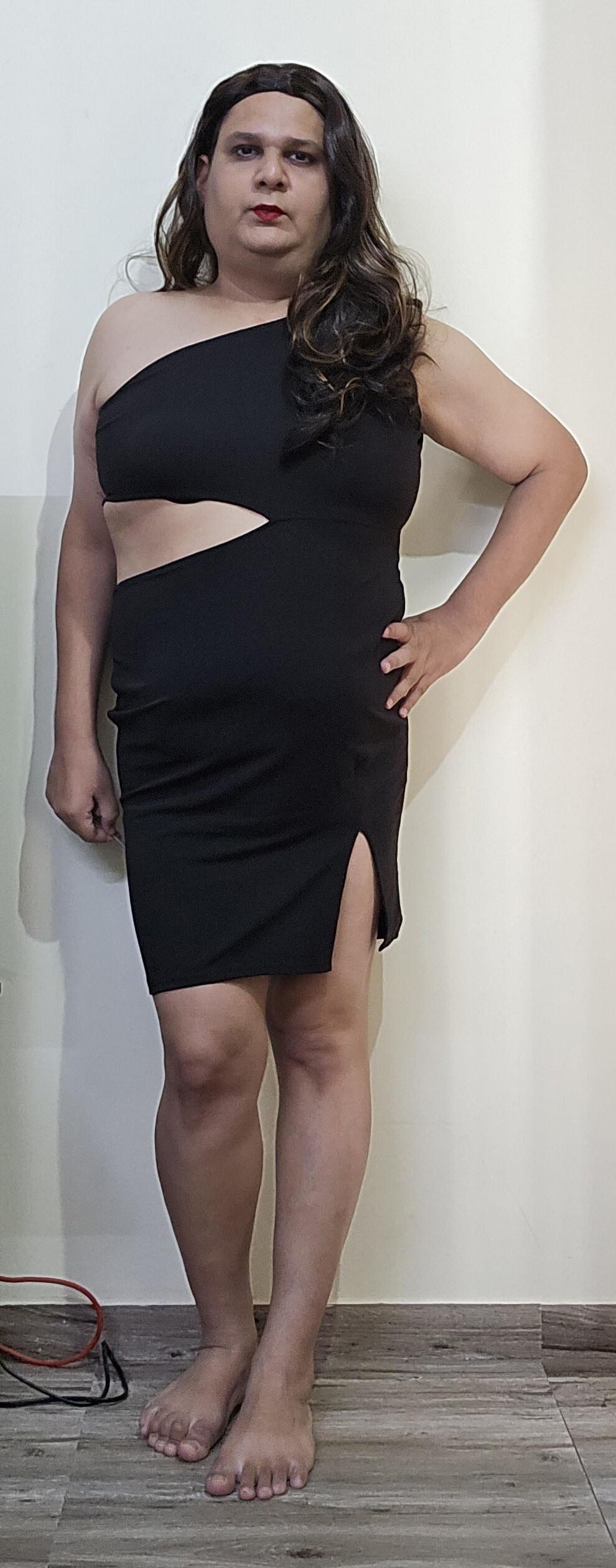 brunette shemale monica m in black dress s