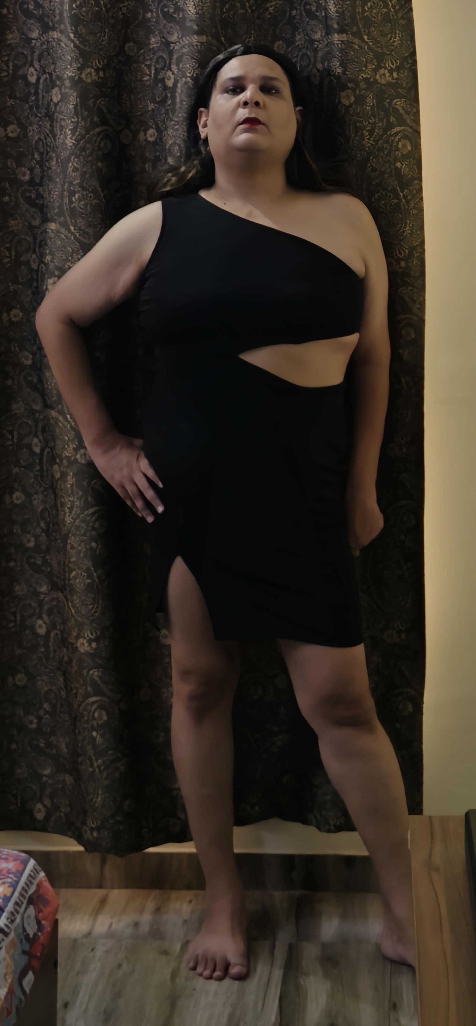 brunette shemale monica m in black dress s