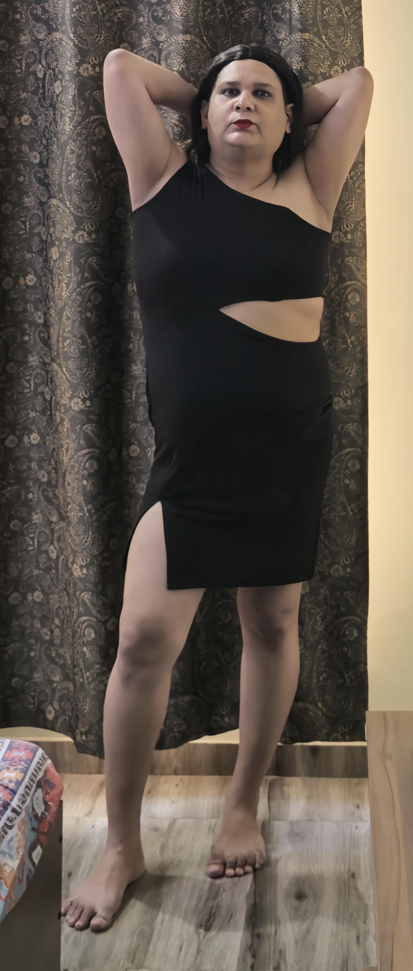 brunette shemale monica m in black dress s