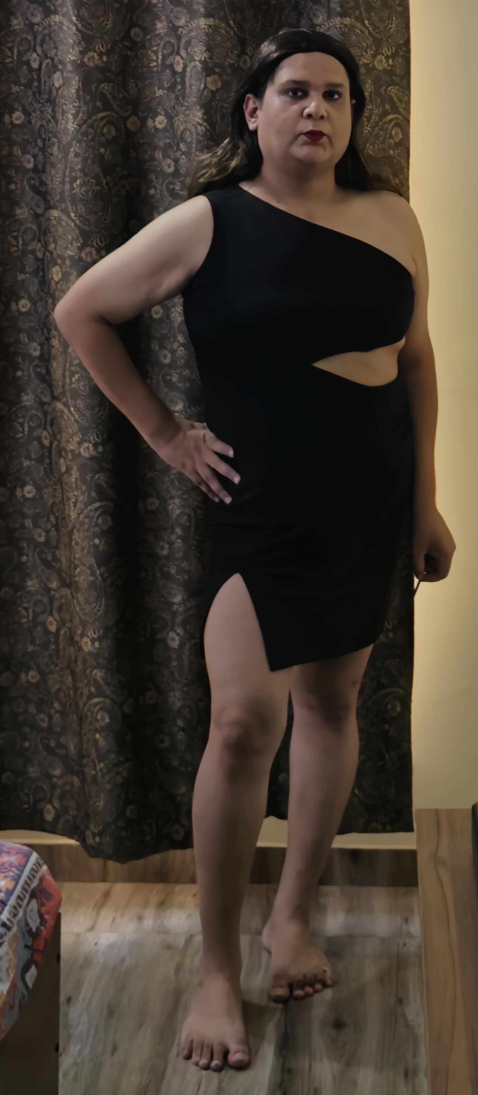 brunette shemale monica m in black dress s