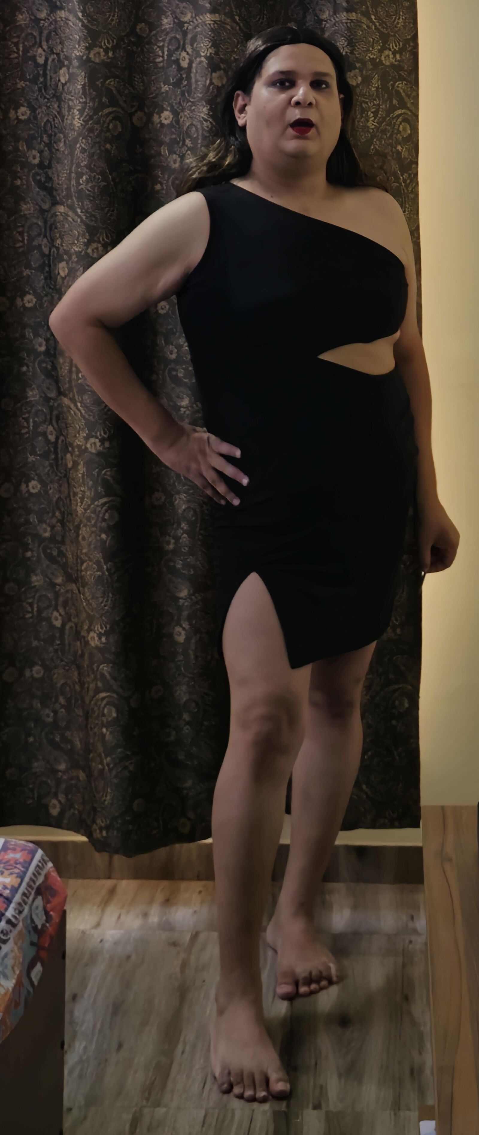 brunette shemale monica m in black dress s