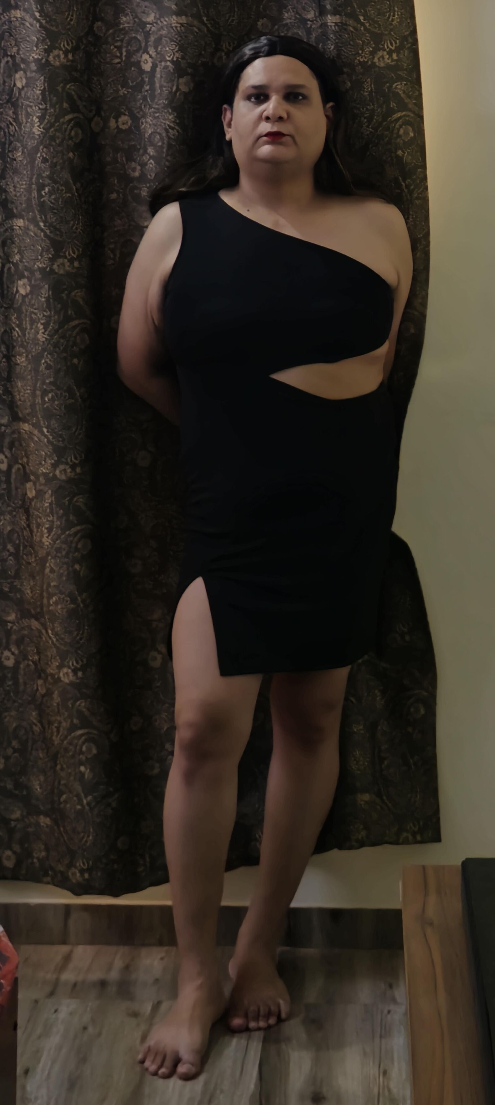 brunette shemale monica m in black dress s