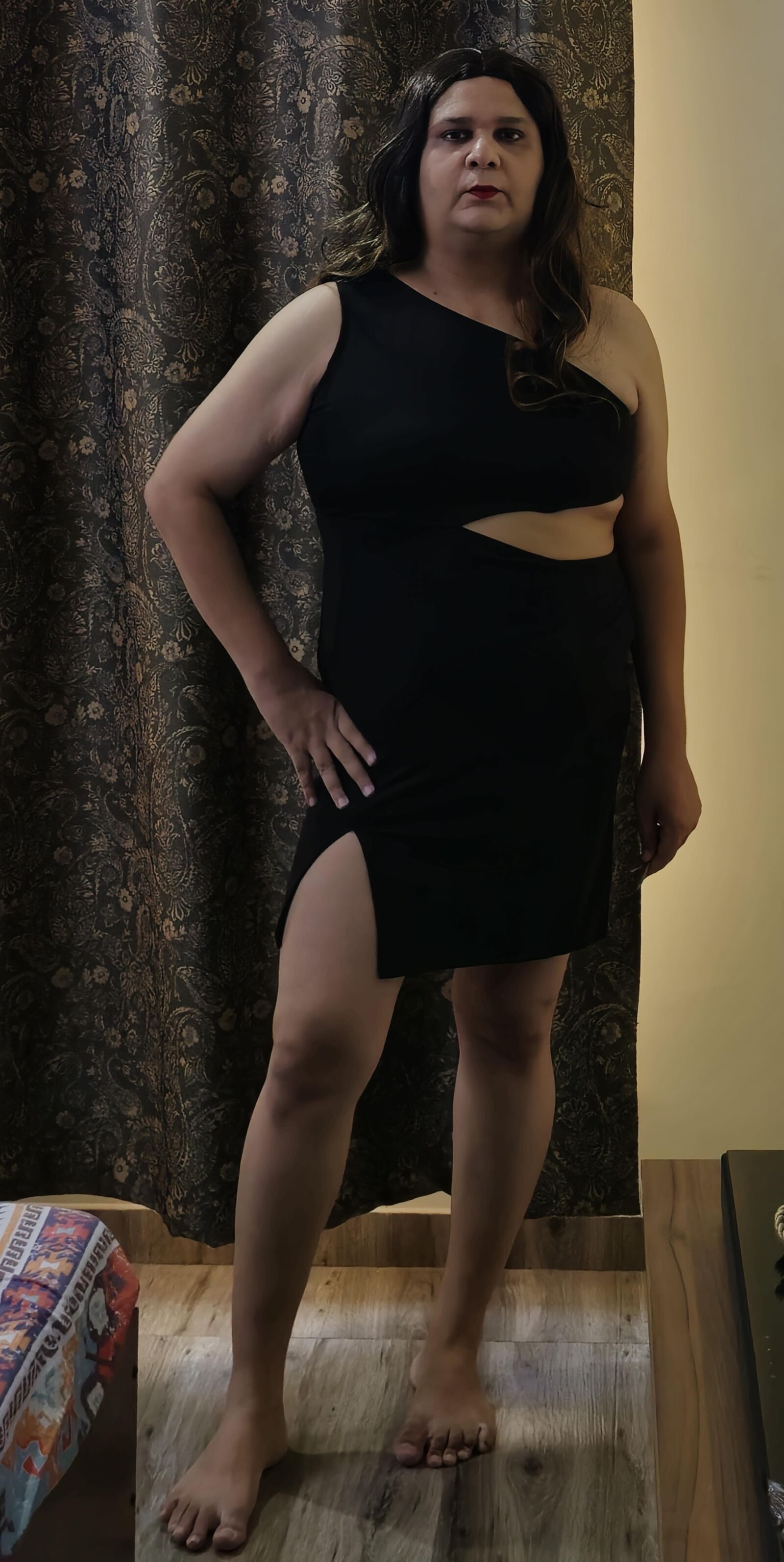 brunette shemale monica m in black dress s