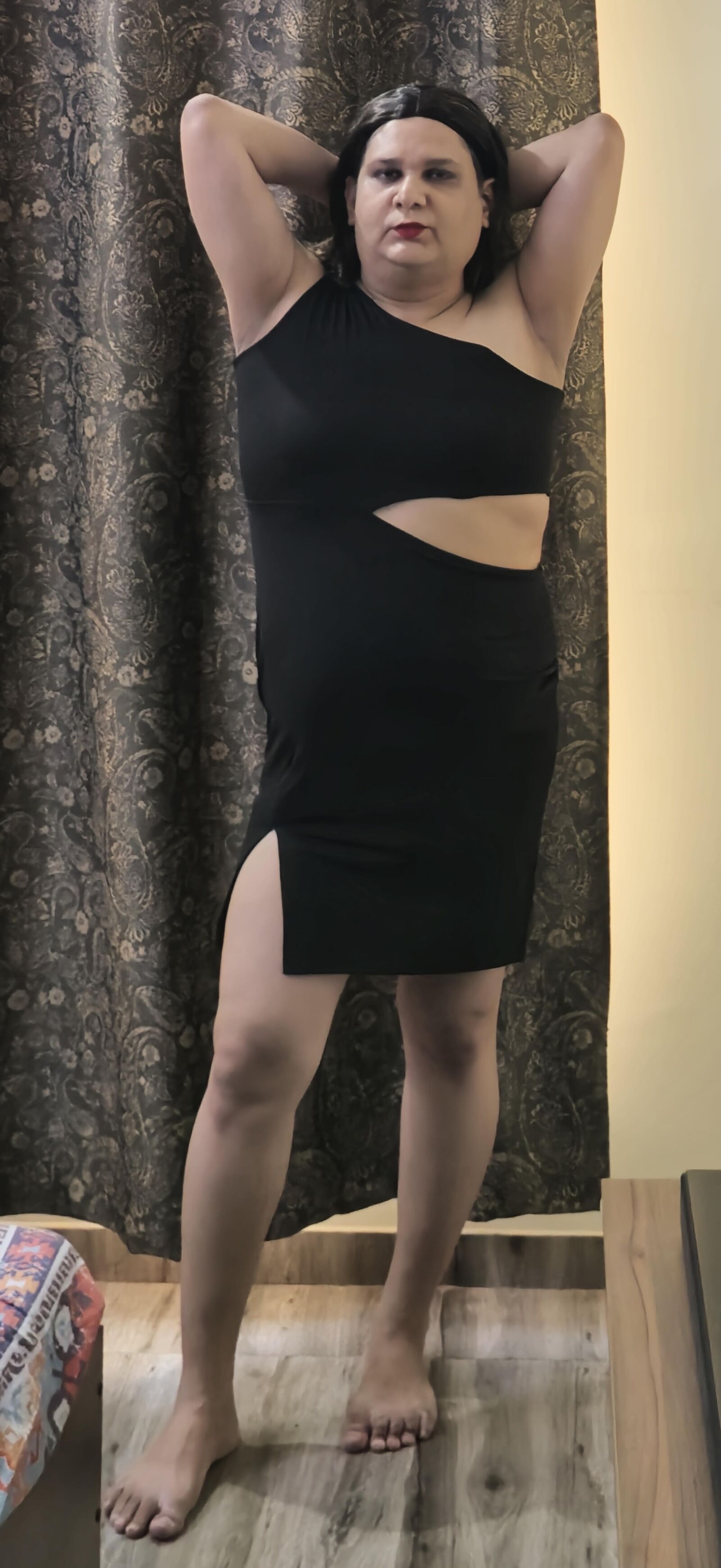 brunette shemale monica m in black dress s