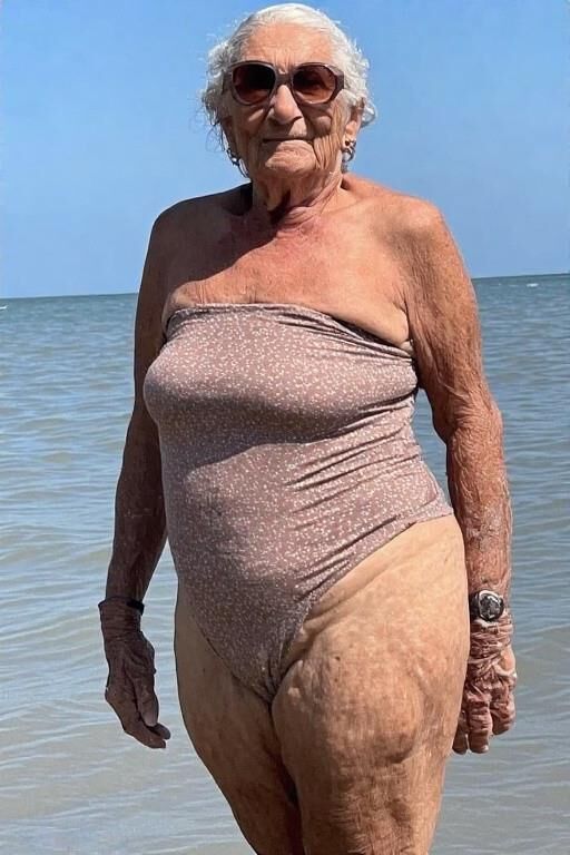 Grannies in Strapless One piece Bathing Suits