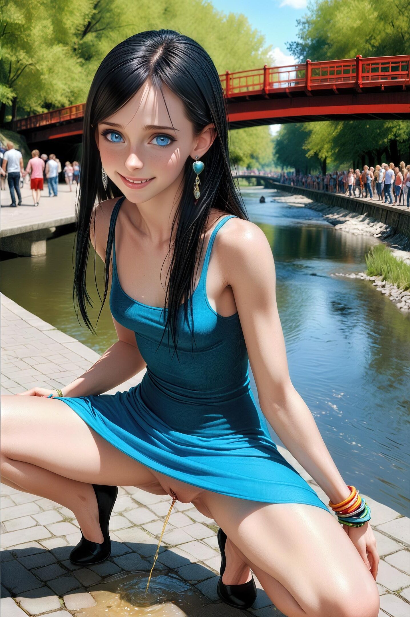 公の場で小便をしている女の子
