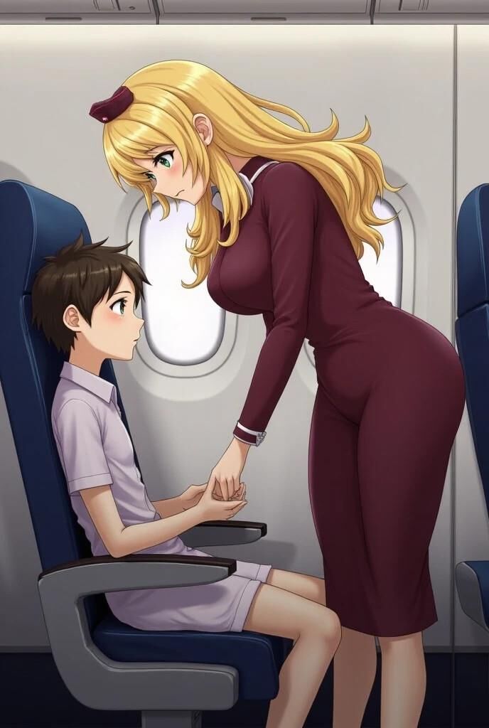 かなり大きな胸の航空会社のホステス