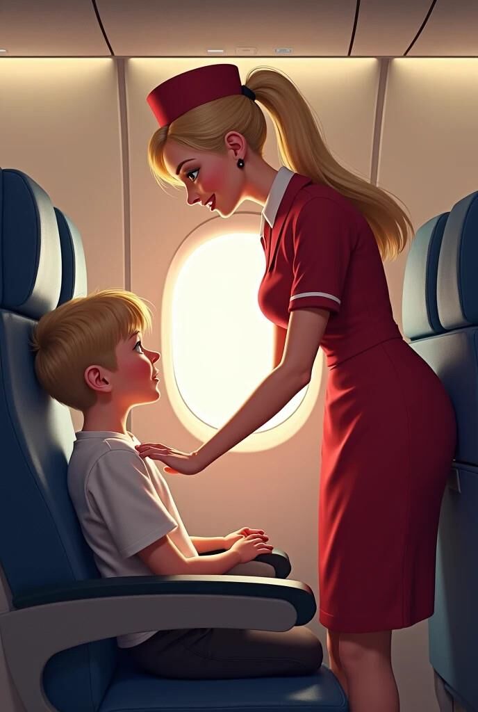 かなり大きな胸の航空会社のホステス