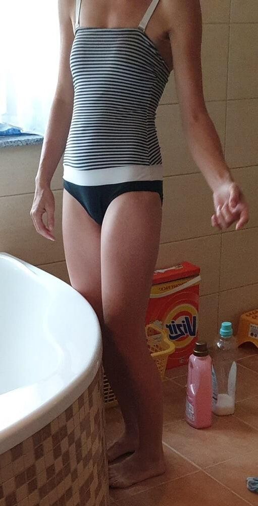 Skinny Polish Net Slut Maja in black swimsuit