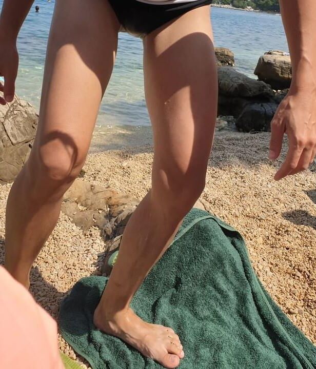 Skinny Polish Net Slut Maja in black swimsuit