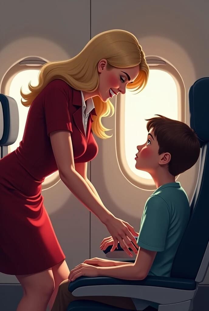 かなり大きな胸の航空会社のホステス
