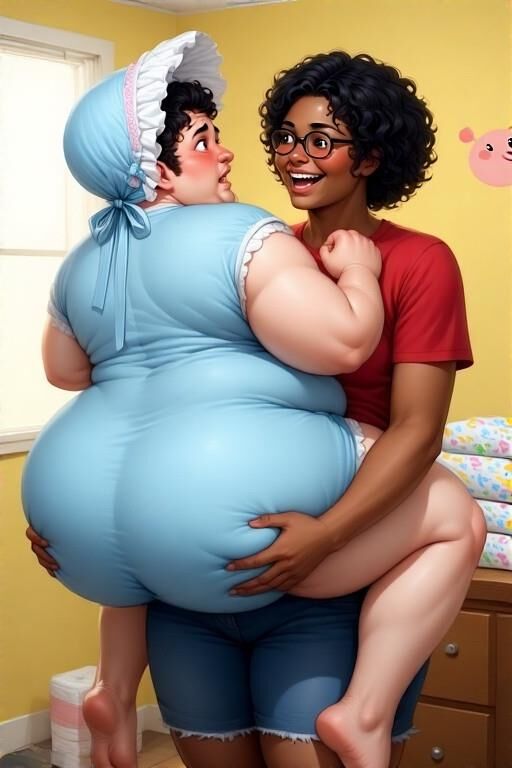 Ai adulto bebê e fraldas de arte realista mistura