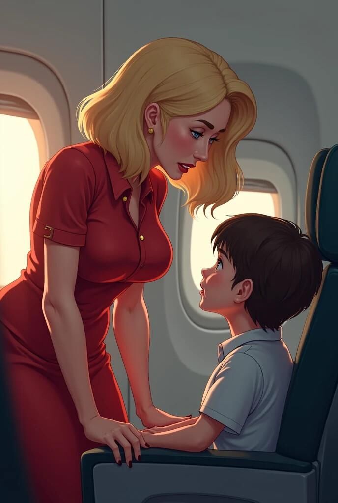 かなり大きな胸の航空会社のホステス