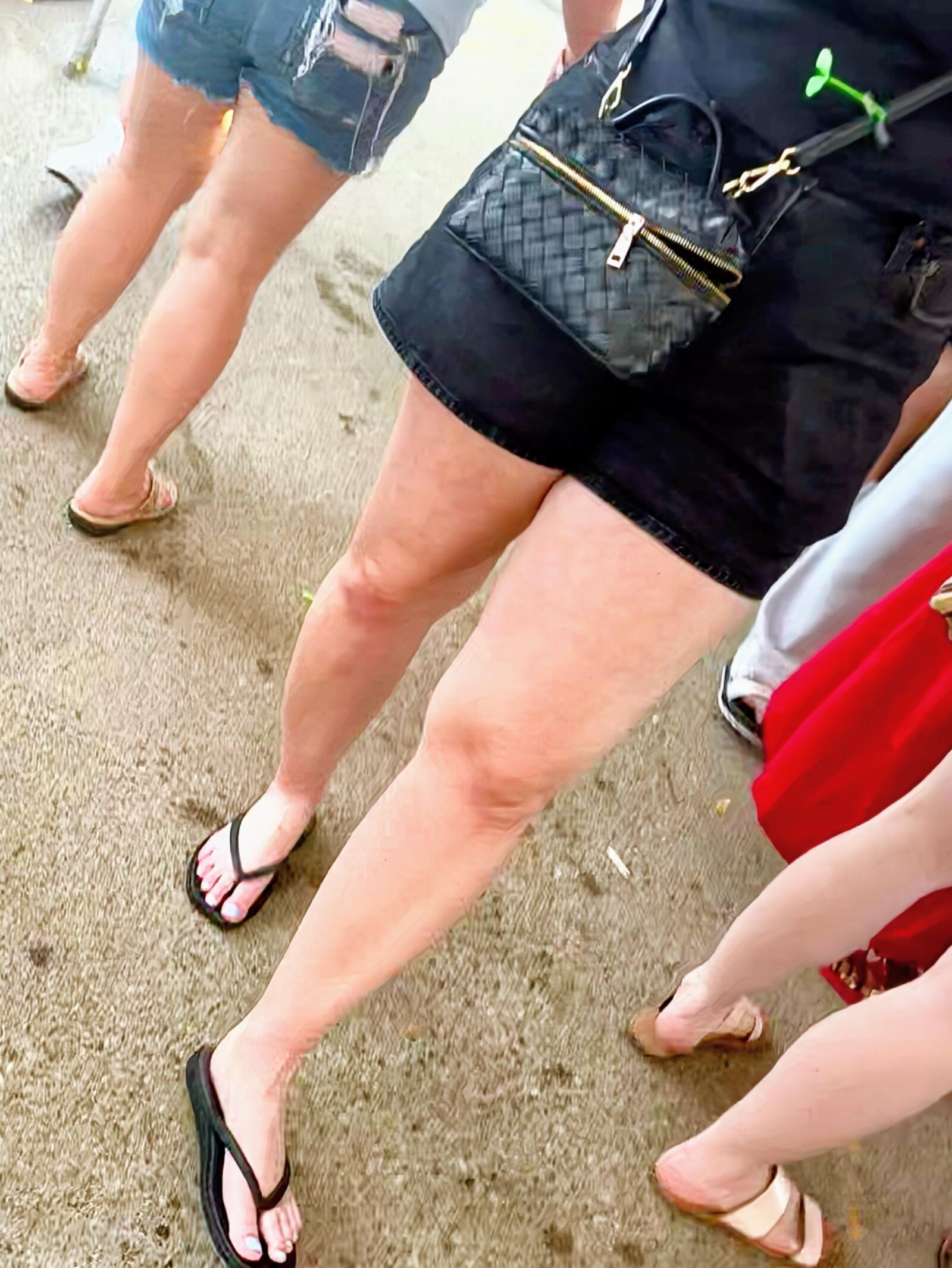 率直なショートパンツとセクシーな足とロバ