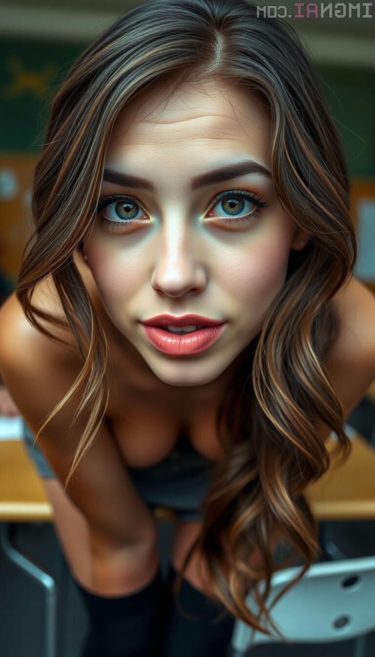 Sexy and happy brown haired girl 