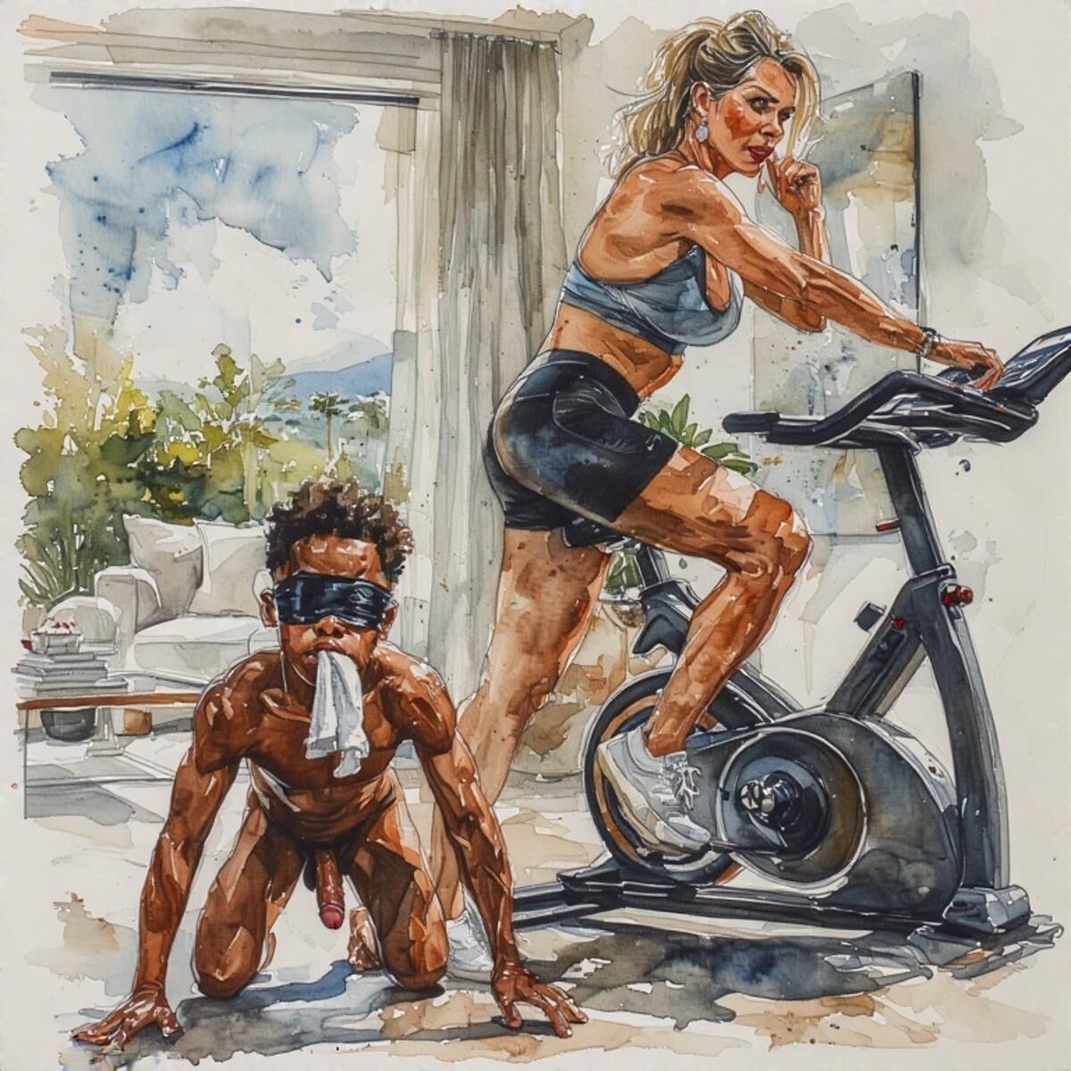AI Femdom Drawings: White Oaks Fitness Club for Superior Women