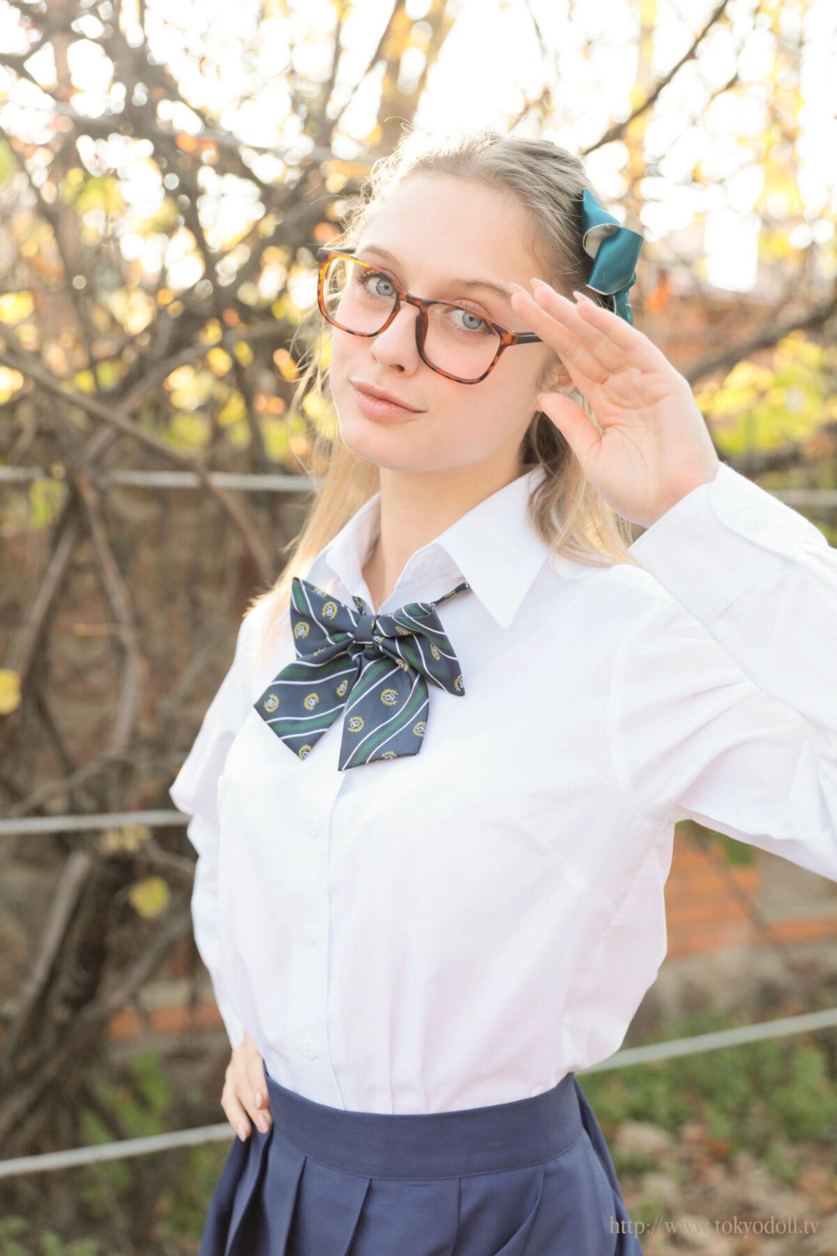 Alexa d set () weiße Bluse, blauer Rock