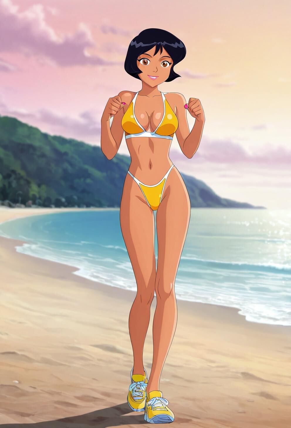 Spioniert Alex total in gelben Bikini aus
