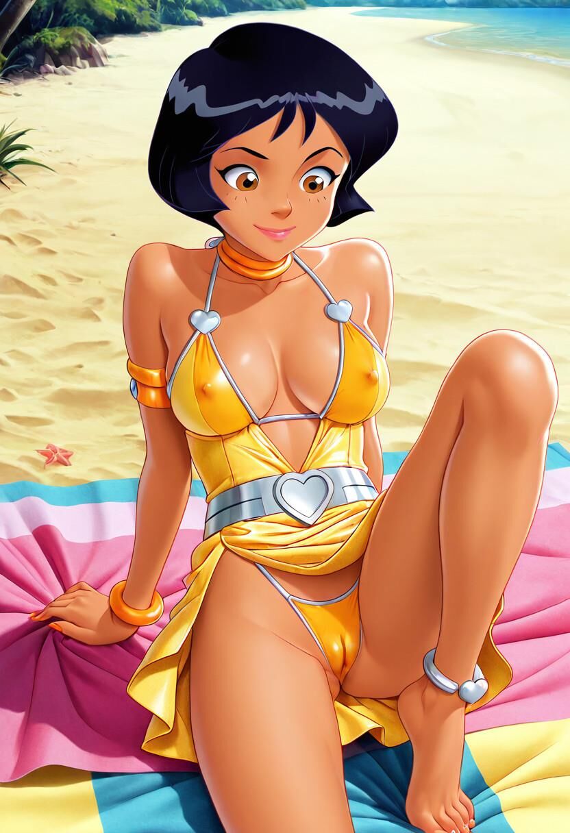 Spioniert Alex total in gelben Bikini aus