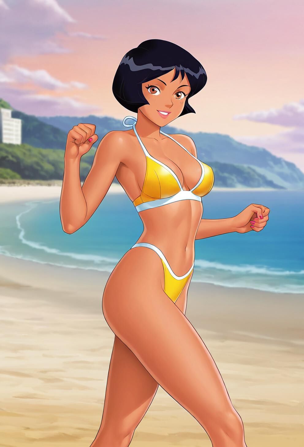 Spioniert Alex total in gelben Bikini aus