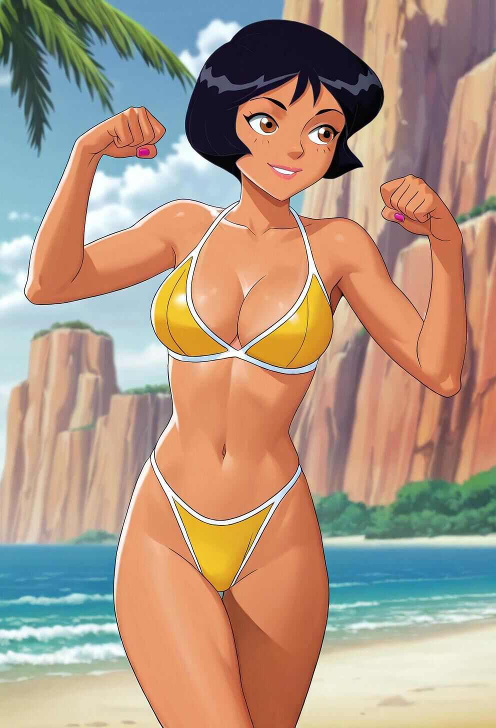 Spioniert Alex total in gelben Bikini aus