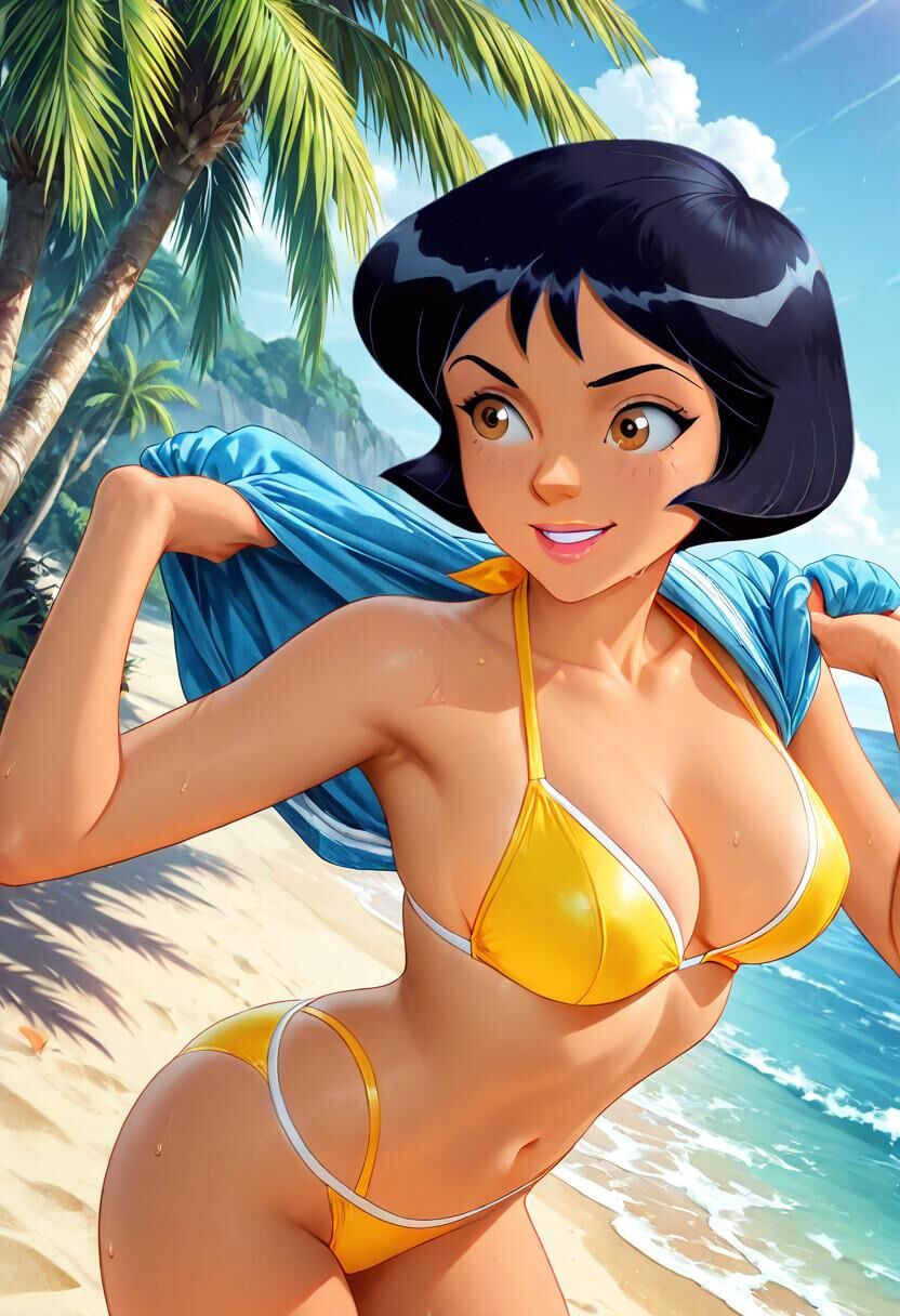 Spioniert Alex total in gelben Bikini aus