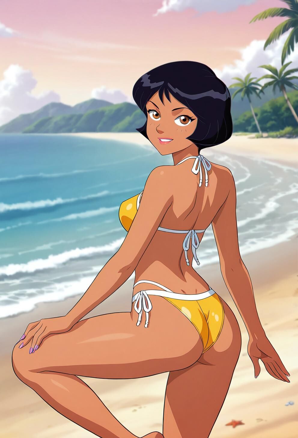 Spioniert Alex total in gelben Bikini aus