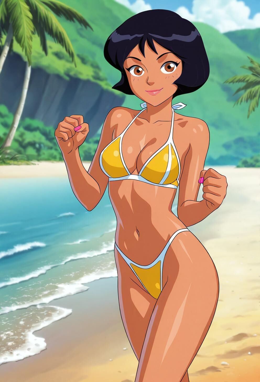 Spioniert Alex total in gelben Bikini aus