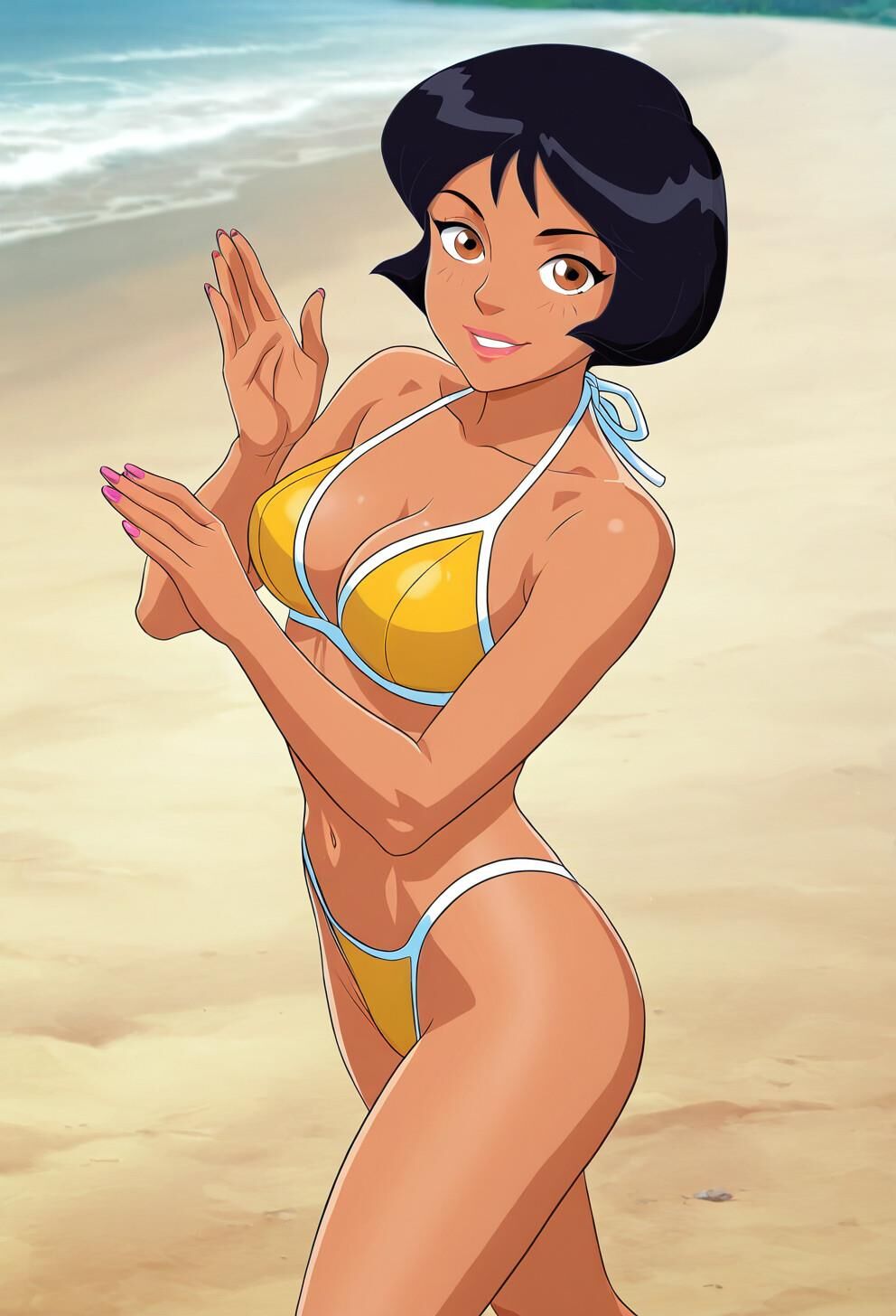 Spioniert Alex total in gelben Bikini aus