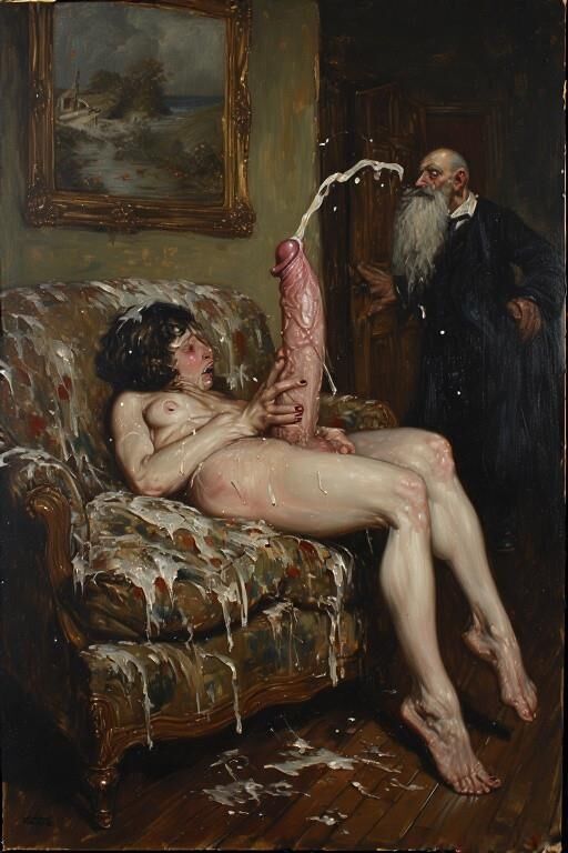 Schwankende Futa -Mädchen, die von ihrem Vatervater in der Tat gefangen sind.