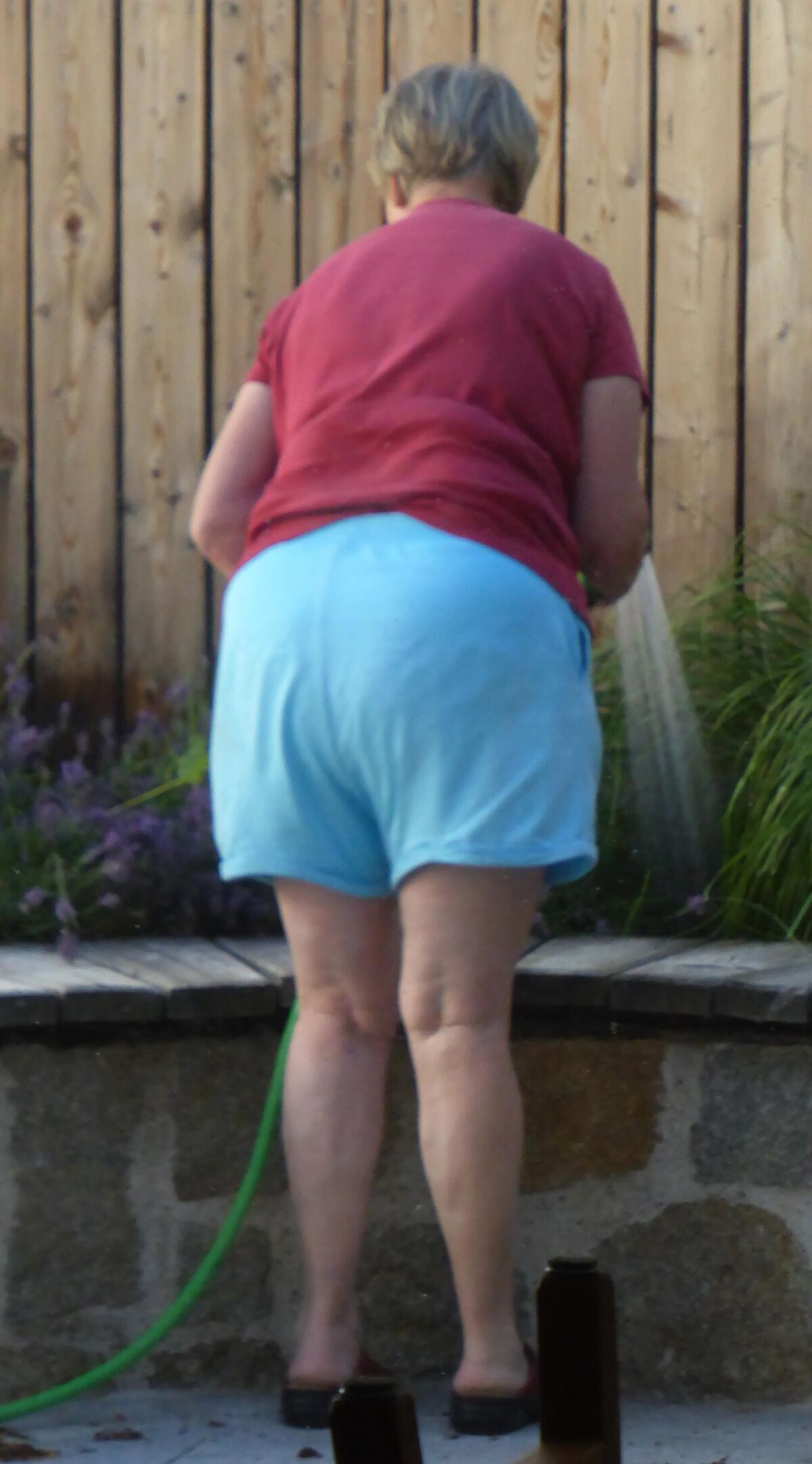 Voyeur candide de la grand-mère de jardinage