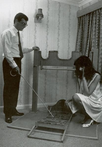 Retro Spanking from Janus white mini skirt on chair