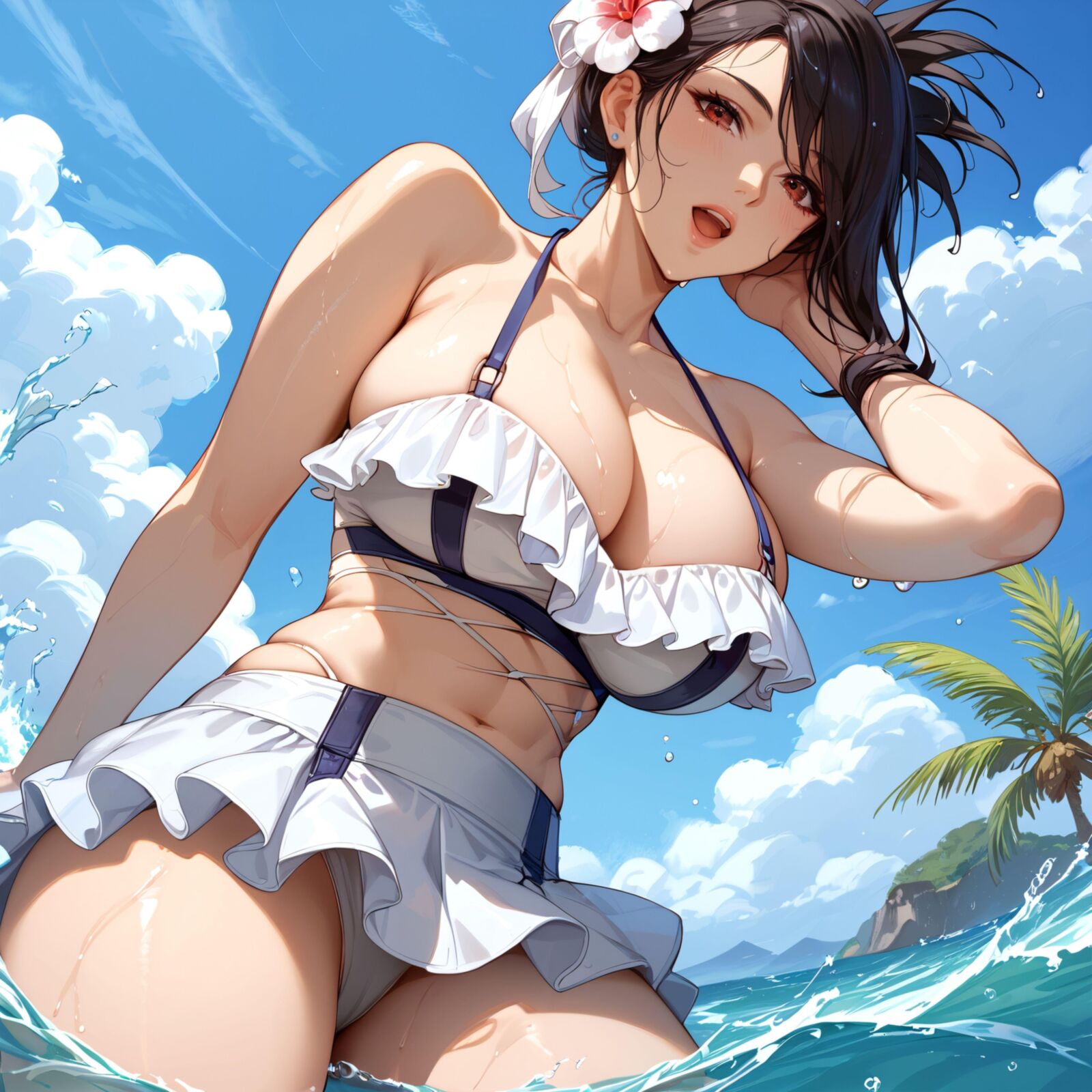 Final Fantasy Tifa on the Beach Bikini und gefickt