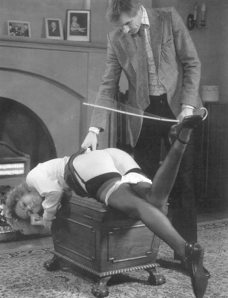Retro Spanking Blushes Picture Set Sool and Fireplace