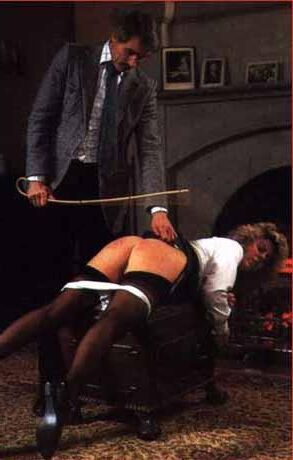 Retro Spanking Blushes Picture Set Sool and Fireplace
