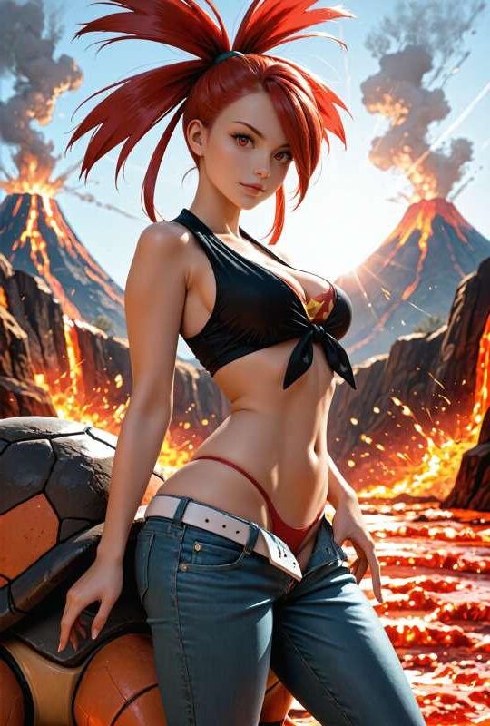 Pokemon Fire Trainer Flannery vom Valcano Hentai