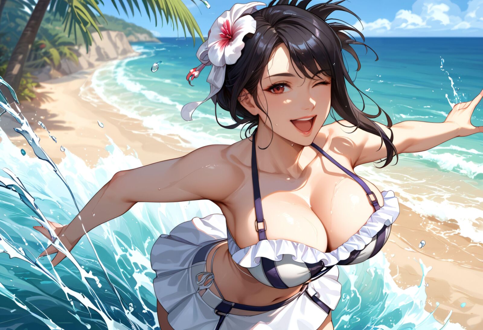 Final Fantasy Tifa on the Beach Bikini und gefickt
