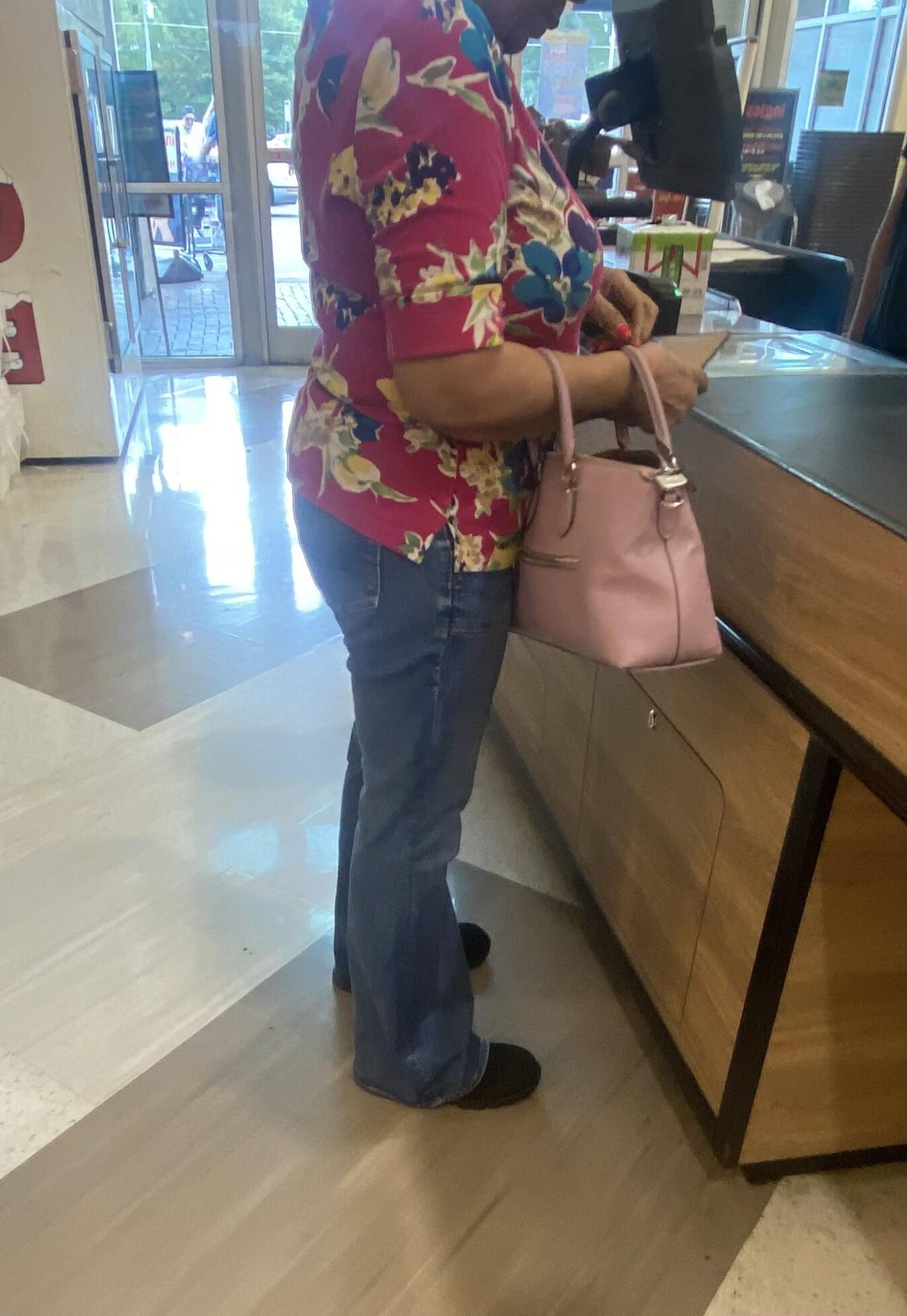 Black Granny shopping and I was hard right behind her