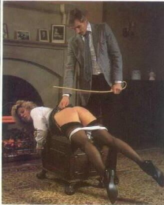 Retro Spanking Blushes Picture Set Sool and Fireplace