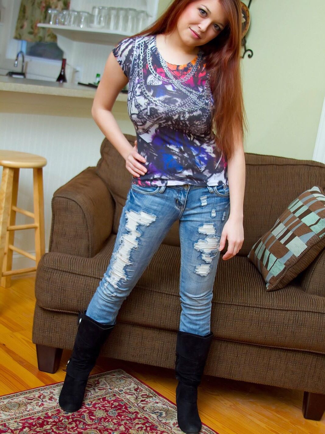 Tessa Boobs and blue jeans